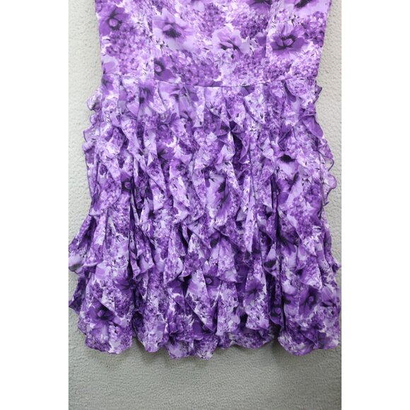 White House Black Market Strapless Floral Dress-16-Ruffles-Belted-Fairy-NWT - Picture 2 of 12